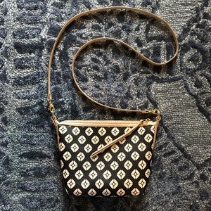 Fossil crossbody black and white patterned purse
